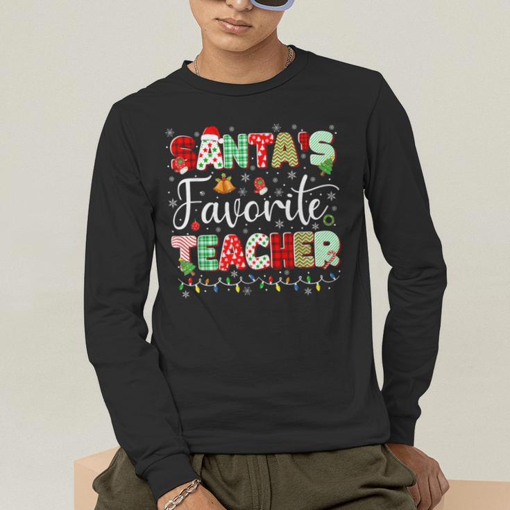 Santas Favorite Teacher Christmas Matching Xmas Men Women Men's Long Sleeve T-Shirt, funny gift