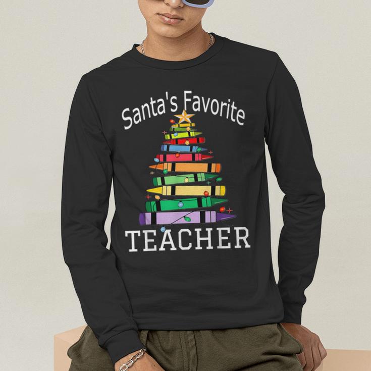 Santa's Favorite Teacher Idea For Christmas Teachers Men's Long Sleeve T-Shirt, funny gift Santa's Favorite Teacher Idea For Christmas Teachers Men's Long Sleeve T-Shirt, funny gift