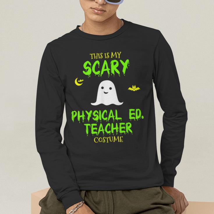 Scary Physical Education Ed Teacher Costume Halloween Easy Men's Long Sleeve T-Shirt, funny gift