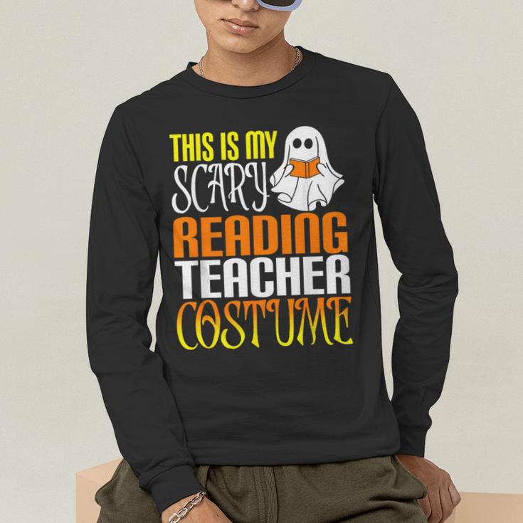 This Is My Scary Reading Teacher Costume Halloween School Men's Long Sleeve T-Shirt, funny gift This Is My Scary Reading Teacher Costume Halloween School Men's Long Sleeve T-Shirt, funny gift