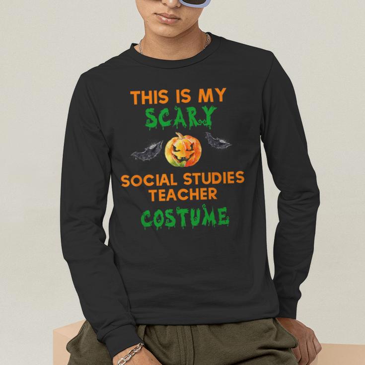 My Scary Social Studies Teacher Costume Halloween Men Women Men's Long Sleeve T-Shirt, funny gift My Scary Social Studies Teacher Costume Halloween Men Women Men's Long Sleeve T-Shirt, funny gift
