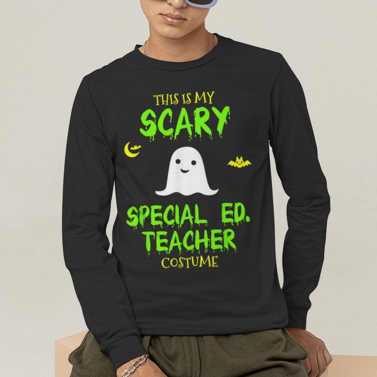 Scary Special Education Ed Teacher Costume Halloween Easy Men's Long Sleeve T-Shirt, funny gift