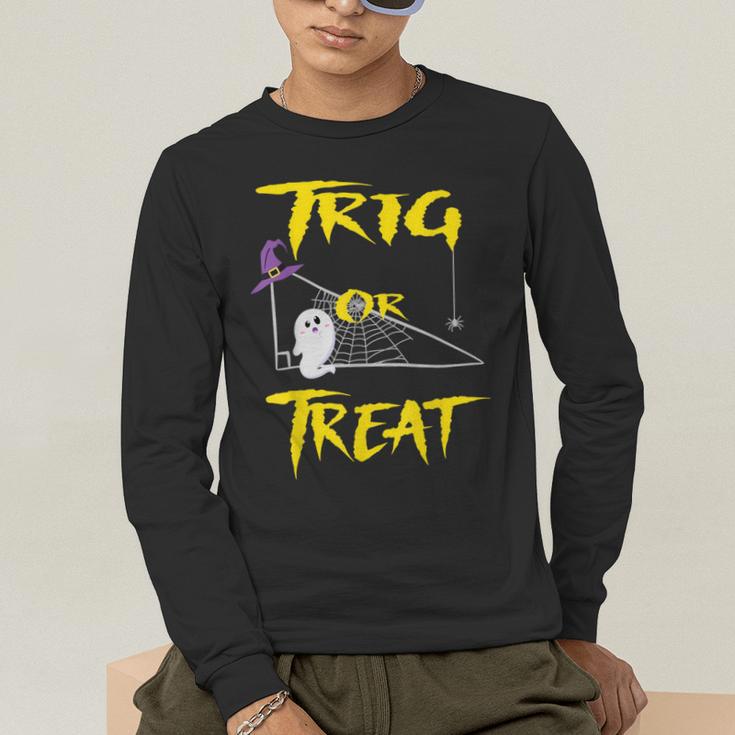 School Math Teacher Halloween 2022 Trig Or Treat Shirt Men's Long Sleeve T-Shirt, funny gift School Math Teacher Halloween 2022 Trig Or Treat Shirt Men's Long Sleeve T-Shirt, funny gift