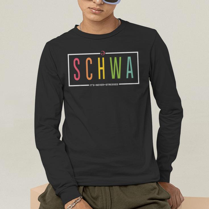Schwa Teacher Reading Literacy For English Grammar Teachers Men's Long Sleeve T-Shirt, funny gift