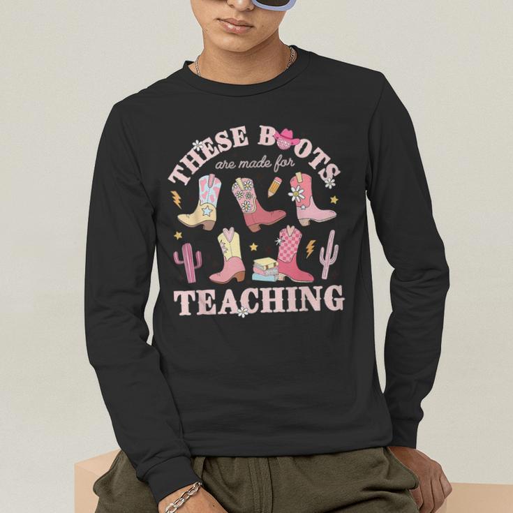 These Boots Are Made For Teaching Western Cowgirl Teacher Men's Long Sleeve T-Shirt, funny gift These Boots Are Made For Teaching Western Cowgirl Teacher Men's Long Sleeve T-Shirt, funny gift