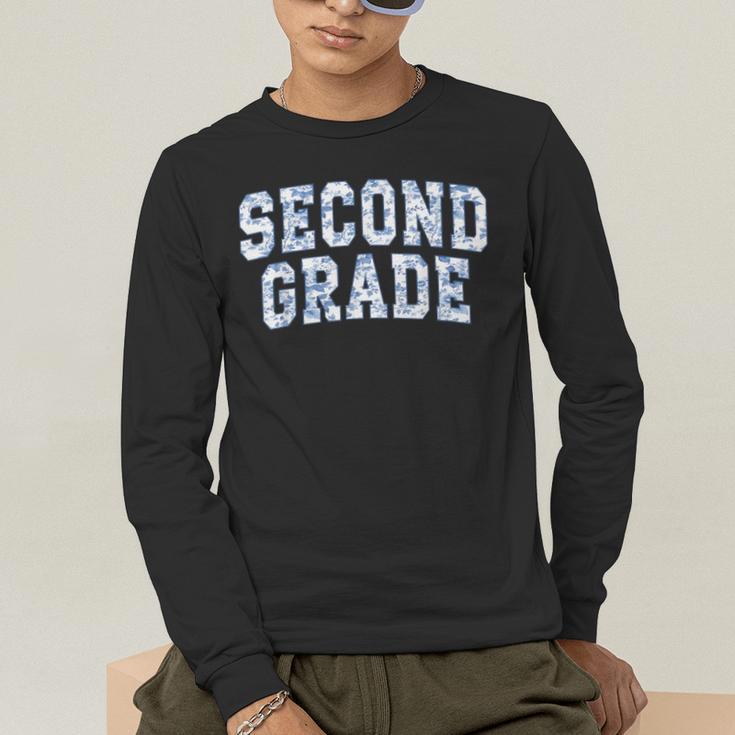 Second Grade Floral Blue Back To School 2nd Grade Teacher Men's Long Sleeve T-Shirt, funny gift Second Grade Floral Blue Back To School 2nd Grade Teacher Men's Long Sleeve T-Shirt, funny gift
