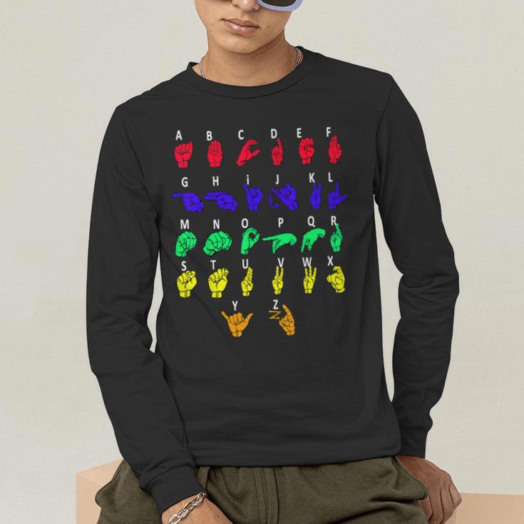 Sign Language Alphabet For ASL Interpreter Deaf Teacher Stud For Men Women Girls Kids Men's Long Sleeve T-Shirt, funny gift