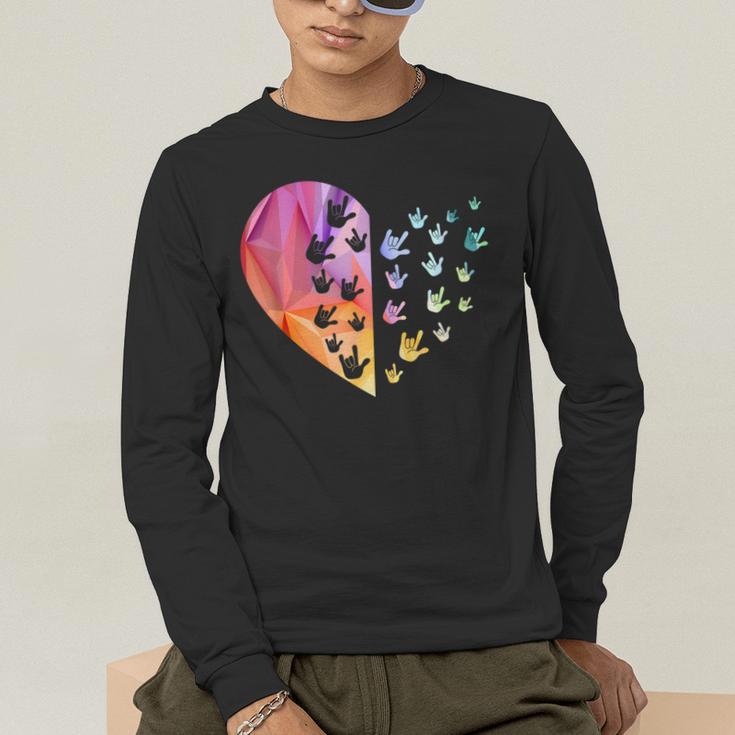 Sign Language Heart ASL For Deaf Teacher Men's Long Sleeve T-Shirt, funny gift Sign Language Heart ASL For Deaf Teacher Men's Long Sleeve T-Shirt, funny gift