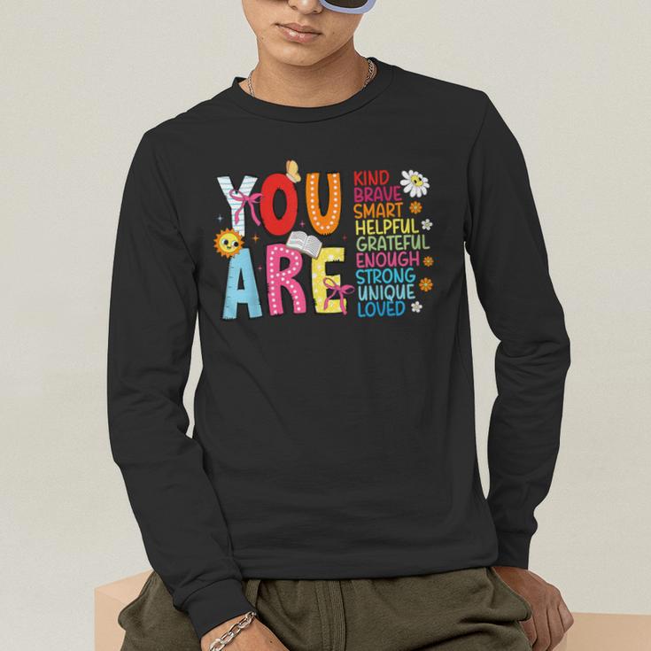 You Are Smart Brave Strong Kind Loved Motivation Teacher Kid Men's Long Sleeve T-Shirt, funny gift