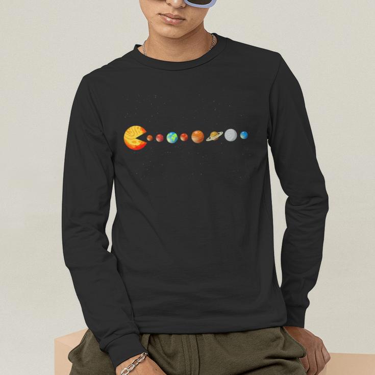 Solar System Teacher Video Games Sun Eating Planets Men's Long Sleeve T-Shirt, funny gift Solar System Teacher Video Games Sun Eating Planets Men's Long Sleeve T-Shirt, funny gift