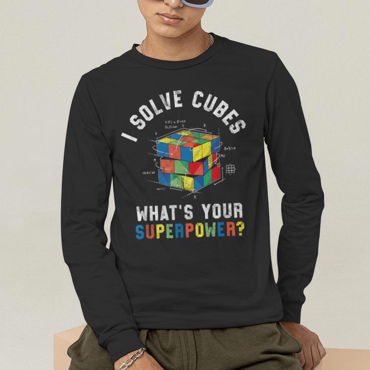 I Solve Cubes Speed Cubing Vintage Youth Math Teacher Men's Long Sleeve T-Shirt, funny gift I Solve Cubes Speed Cubing Vintage Youth Math Teacher Men's Long Sleeve T-Shirt, funny gift