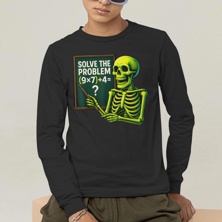 Solve The Problem Skeleton Teacher Halloween Math Six Seven Men's Long Sleeve T-Shirt, funny gift Solve The Problem Skeleton Teacher Halloween Math Six Seven Men's Long Sleeve T-Shirt, funny gift