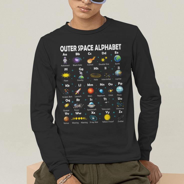 Space Alphabet Galaxy Astronaut Planets Student Teacher Men's Long Sleeve T-Shirt, funny gift