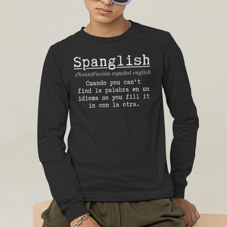 Spanglish Definition Spanish Teacher Bilingual Maestra Men's Long Sleeve T-Shirt, funny gift