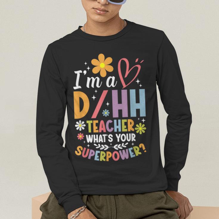 Special Education ASL Teacher Superpower DHH Teacher Men's Long Sleeve T-Shirt, funny gift Special Education ASL Teacher Superpower DHH Teacher Men's Long Sleeve T-Shirt, funny gift