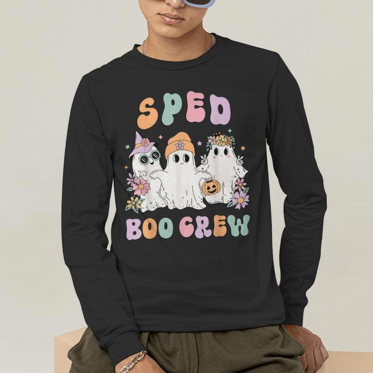 SPED Boo Crew Halloween Floral Ghost Special Ed SPED Teacher For Men Women Kids Men's Long Sleeve T-Shirt, funny gift