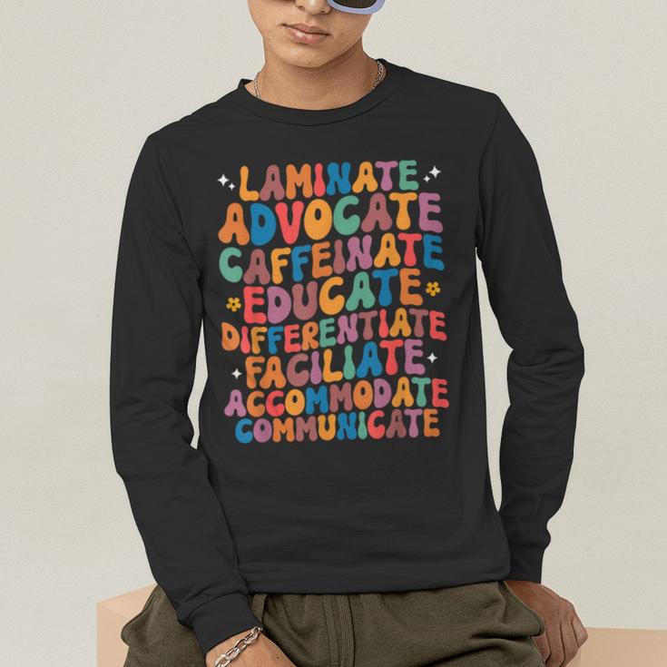 Sped Caffeinate Advocate Laminate Educate Teacher Men Women Kids Men's Long Sleeve T-Shirt, funny gift Sped Caffeinate Advocate Laminate Educate Teacher Men Women Kids Men's Long Sleeve T-Shirt, funny gift