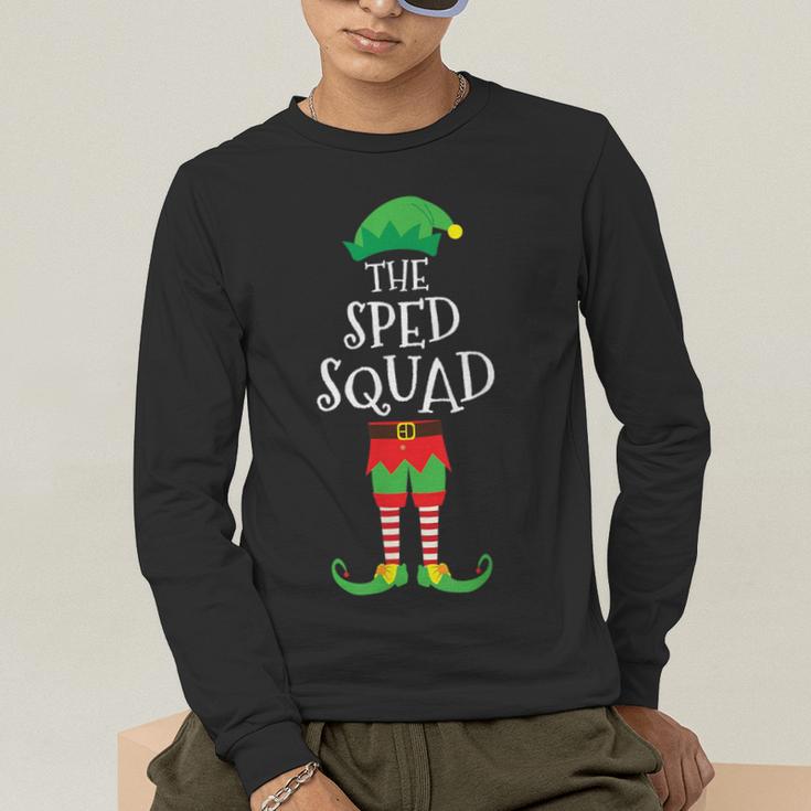 SPED Squad Elf Teacher Matching Christmas Party Pajama Men's Long Sleeve T-Shirt, funny gift