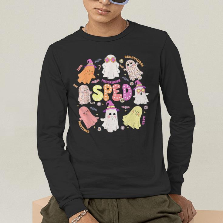 SPED Teacher Halloween Spooky Special Education Team Men Women Kids Men's Long Sleeve T-Shirt, funny gift