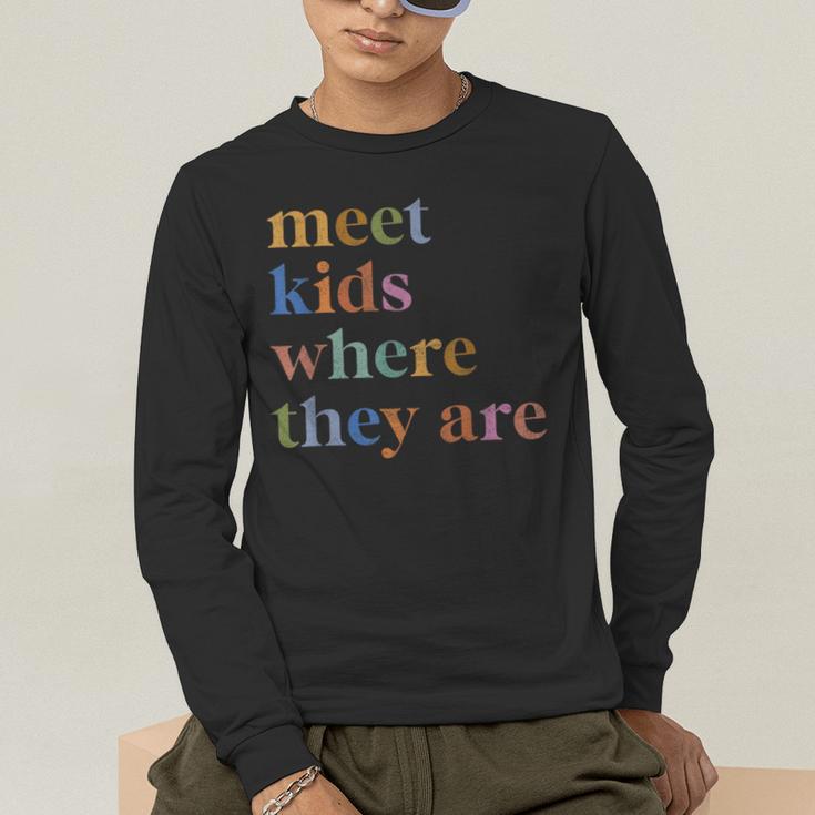 SPED Teacher SLP Meet Kids Where They Are Special Education Men's Long Sleeve T-Shirt, funny gift SPED Teacher SLP Meet Kids Where They Are Special Education Men's Long Sleeve T-Shirt, funny gift