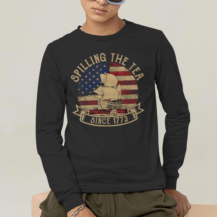 Spilling The Tea Since 1773 American History Teacher Vintage Men's Long Sleeve T-Shirt, funny gift Spilling The Tea Since 1773 American History Teacher Vintage Men's Long Sleeve T-Shirt, funny gift
