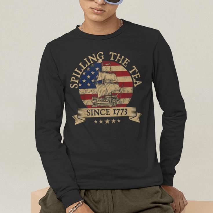 Spilling The Tea Since 1773 Vintage Us History Teacher Men's Long Sleeve T-Shirt, funny gift Spilling The Tea Since 1773 Vintage Us History Teacher Men's Long Sleeve T-Shirt, funny gift