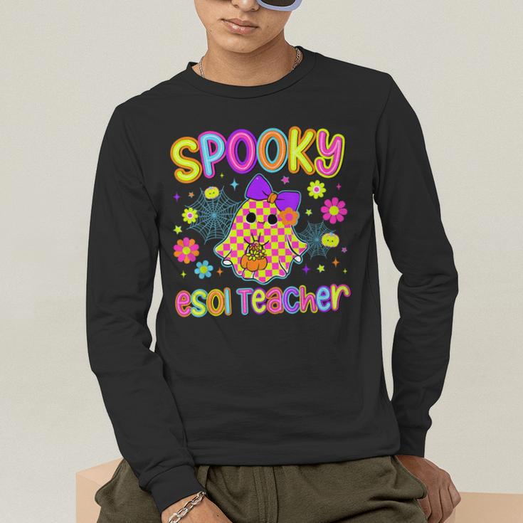 Spooky ESOL Teacher Halloween ESOL Teaching Coquette Men's Long Sleeve T-Shirt, funny gift Spooky ESOL Teacher Halloween ESOL Teaching Coquette Men's Long Sleeve T-Shirt, funny gift