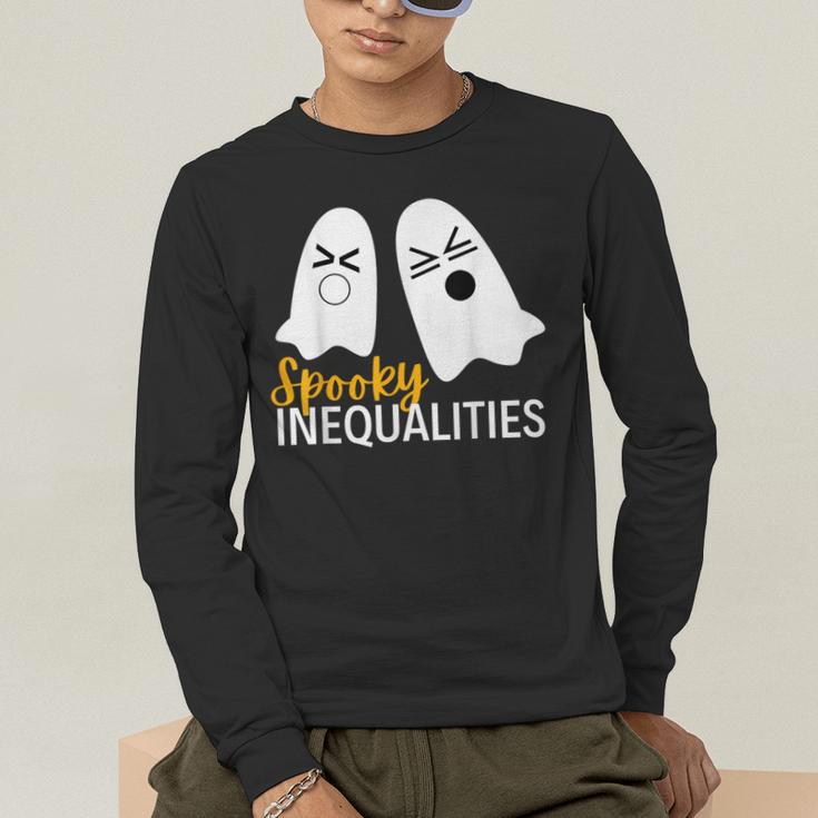 Spooky Ghost Inequalities Halloween Math Teacher Men's Long Sleeve T-Shirt, funny gift Spooky Ghost Inequalities Halloween Math Teacher Men's Long Sleeve T-Shirt, funny gift
