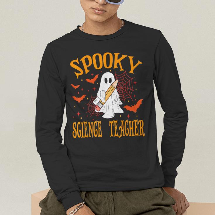 Spooky Science Teacher Ghost Halloween School Women Men's Long Sleeve T-Shirt, funny gift