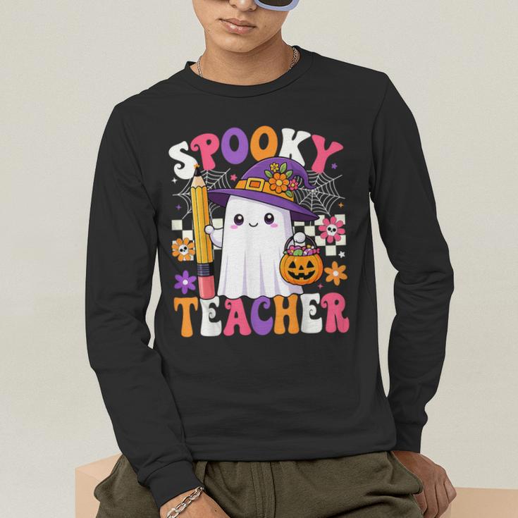 Spooky Teacher Ghost Pencil Teach Halloween Teacher Men's Long Sleeve T-Shirt, funny gift Spooky Teacher Ghost Pencil Teach Halloween Teacher Men's Long Sleeve T-Shirt, funny gift