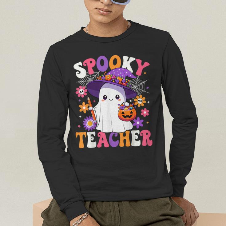 Spooky Teacher Halloween Cute Halloween Teacher Ghost Men's Long Sleeve T-Shirt, funny gift Spooky Teacher Halloween Cute Halloween Teacher Ghost Men's Long Sleeve T-Shirt, funny gift