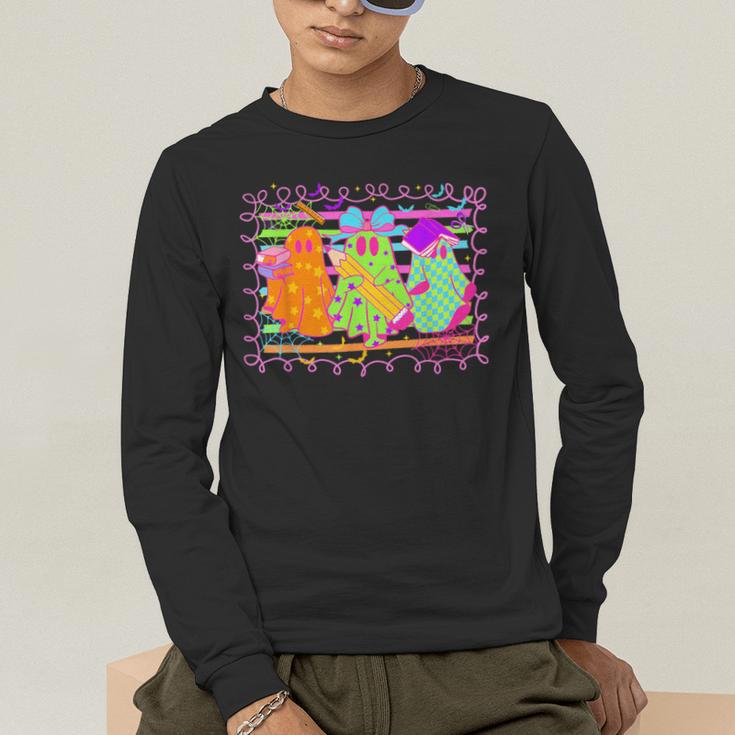 Spooky Teacher Halloween Ghost Fall Autumn Season Women Men's Long Sleeve T-Shirt, funny gift Spooky Teacher Halloween Ghost Fall Autumn Season Women Men's Long Sleeve T-Shirt, funny gift