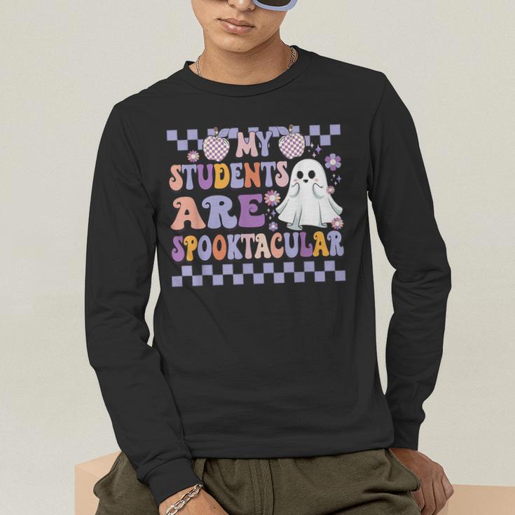 My Students Are Spooktacular Teacher Halloween Vibes Men's Long Sleeve T-Shirt, funny gift