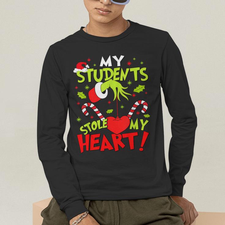 My Students Stole My Heart Teacher Holiday Merry Christmas Men's Long Sleeve T-Shirt, funny gift