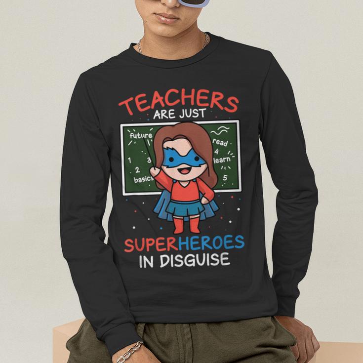 Super Hero Teacher Superheroes In Disguise Men's Long Sleeve T-Shirt, funny gift