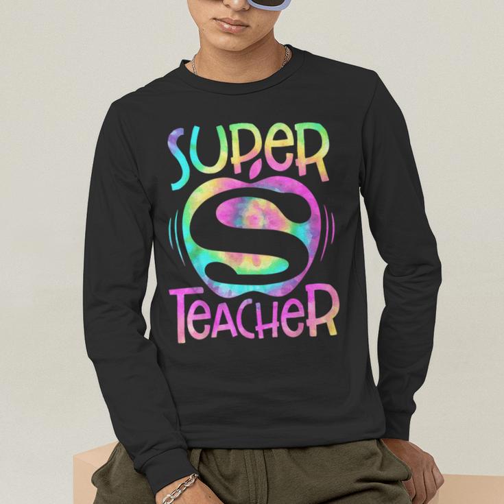 Super Teacher Back To School Apple Tie Dye First Day Men's Long Sleeve T-Shirt, funny gift Super Teacher Back To School Apple Tie Dye First Day Men's Long Sleeve T-Shirt, funny gift