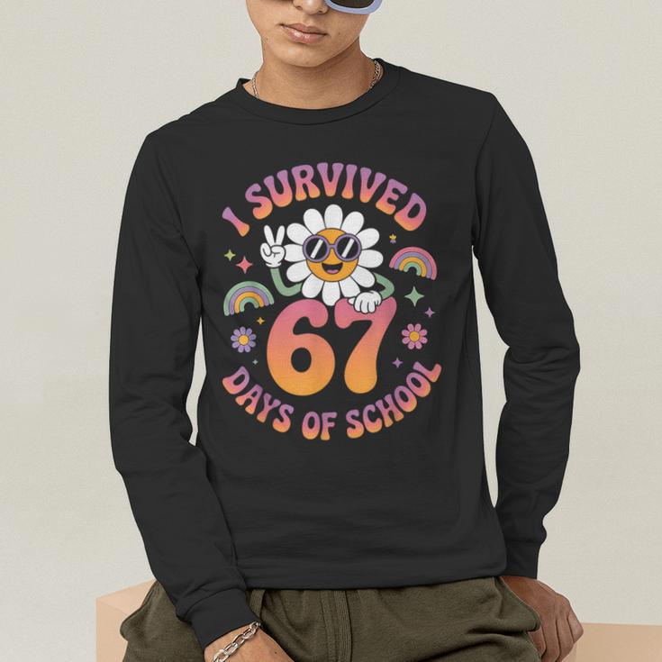 I Survived 67 Days Of School Groovy Retro Teachers Girls Men's Long Sleeve T-Shirt, funny gift I Survived 67 Days Of School Groovy Retro Teachers Girls Men's Long Sleeve T-Shirt, funny gift