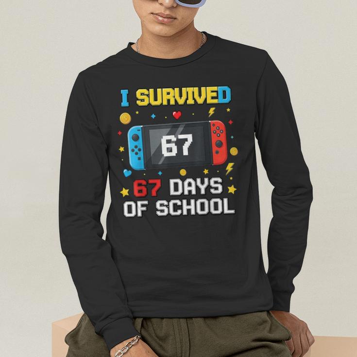I Survived 67 Days Of School 67 Teacher Squad Matching Men's Long Sleeve T-Shirt, funny gift