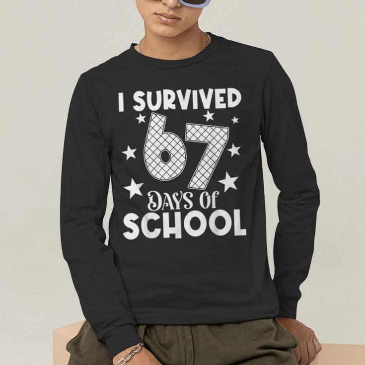 I Survived 67 Days Of School Teachers Students Men's Long Sleeve T-Shirt, funny gift I Survived 67 Days Of School Teachers Students Men's Long Sleeve T-Shirt, funny gift