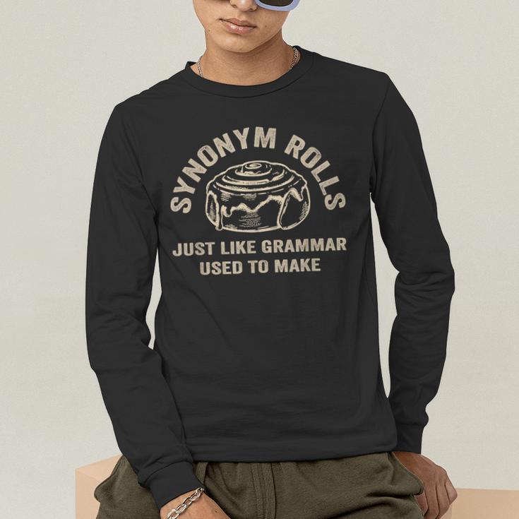 Synonym Rolls Joke Cinnamon Rolls Grammar Pun Teacher Men's Long Sleeve T-Shirt, funny gift Synonym Rolls Joke Cinnamon Rolls Grammar Pun Teacher Men's Long Sleeve T-Shirt, funny gift