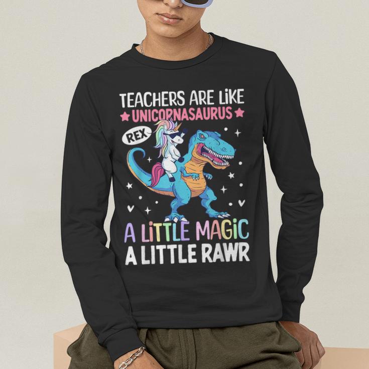 T Rex Dinosaur Unicorn Teachers Are Like Unicornasaurus Rex Men's Long Sleeve T-Shirt, funny gift T Rex Dinosaur Unicorn Teachers Are Like Unicornasaurus Rex Men's Long Sleeve T-Shirt, funny gift