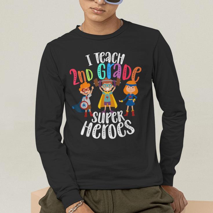 I Teach 2nd Grade Superheroes Back To School Teacher Men Women Girls Kids Men's Long Sleeve T-Shirt, funny gift