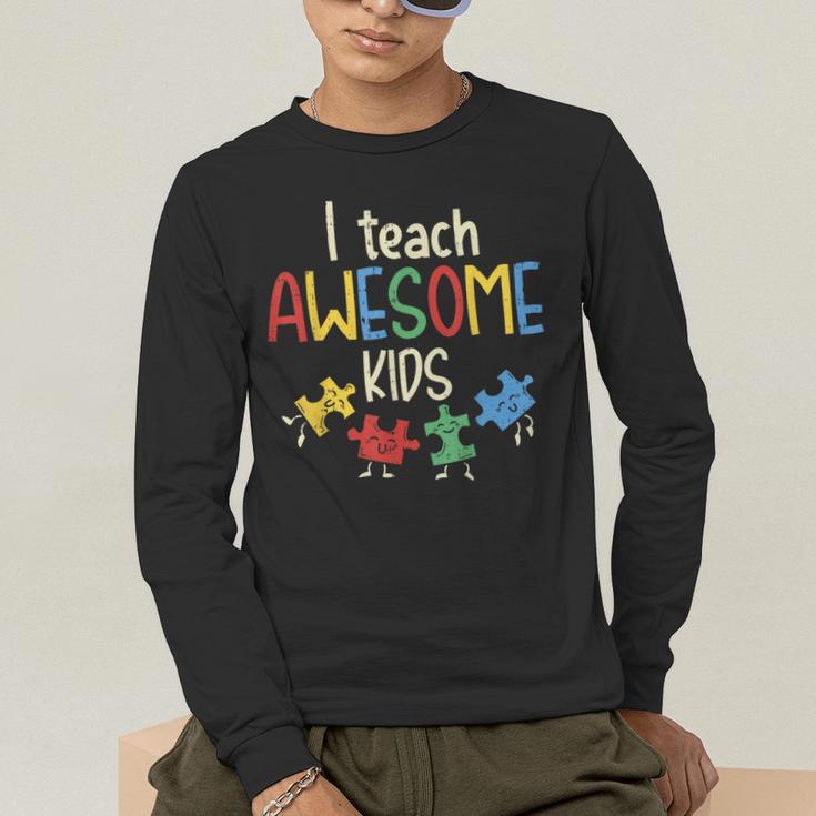 I Teach Awesome Kids Shirt Autism Special Education Teacher Men's Long Sleeve T-Shirt, funny gift I Teach Awesome Kids Shirt Autism Special Education Teacher Men's Long Sleeve T-Shirt, funny gift