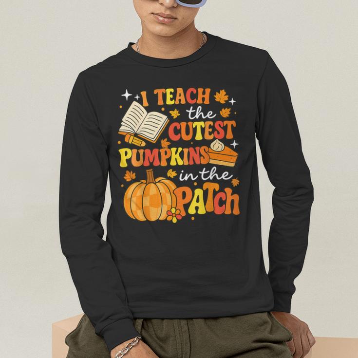 I Teach The Coolest Pumpkins In The Patch Teacher Halloween Men's Long Sleeve T-Shirt, funny gift I Teach The Coolest Pumpkins In The Patch Teacher Halloween Men's Long Sleeve T-Shirt, funny gift