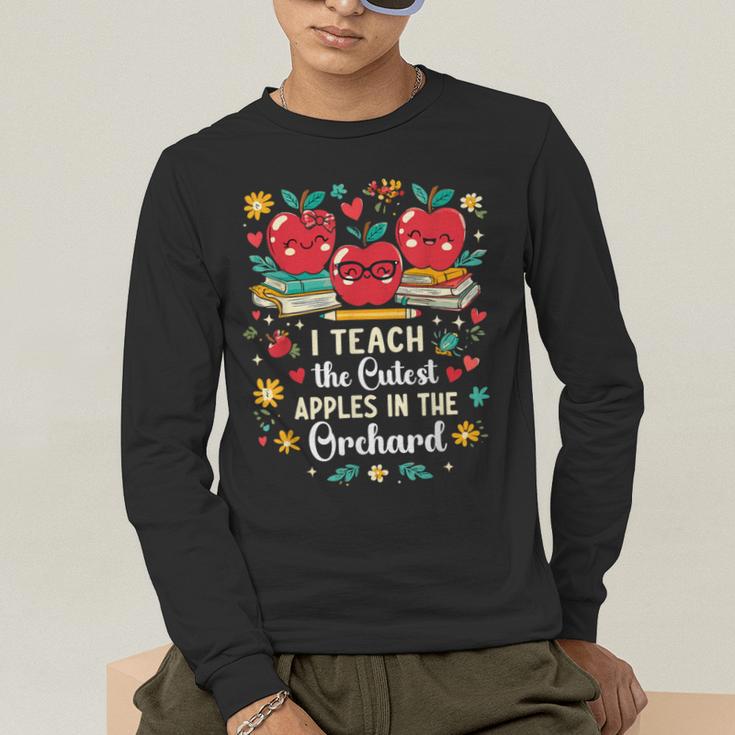 I Teach The Cutest Apples In The Orchard Cute Fall Teacher Men's Long Sleeve T-Shirt, funny gift I Teach The Cutest Apples In The Orchard Cute Fall Teacher Men's Long Sleeve T-Shirt, funny gift