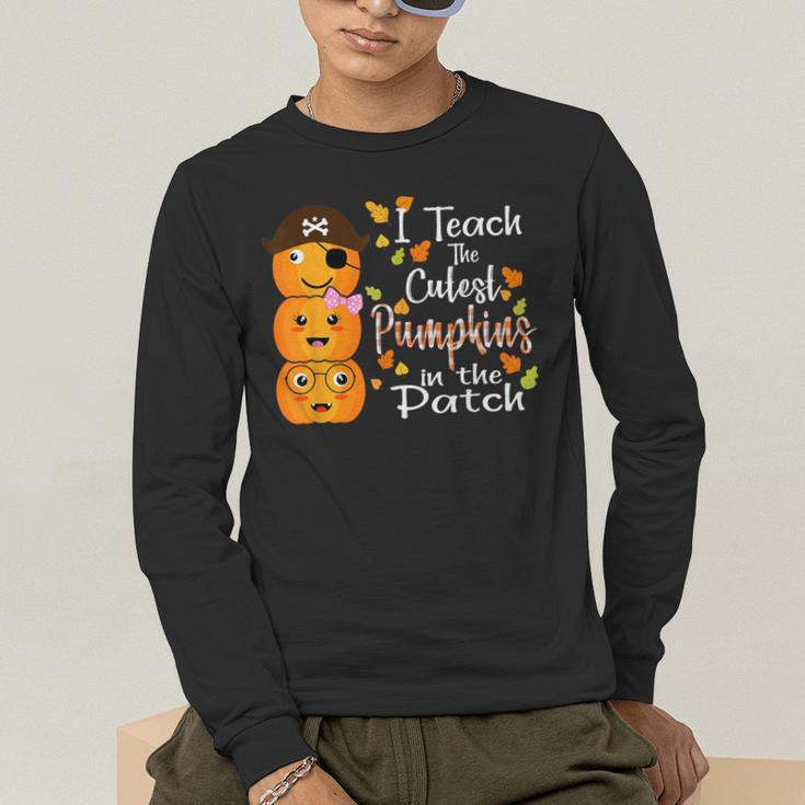 I Teach The Cutest Pumpkins Halloween Shirt For Teachers Men's Long Sleeve T-Shirt, funny gift I Teach The Cutest Pumpkins Halloween Shirt For Teachers Men's Long Sleeve T-Shirt, funny gift