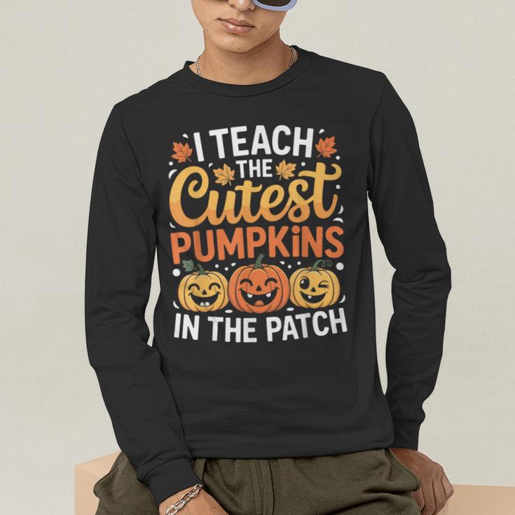I Teach The Cutest Pumpkins Tshirt Halloween Teacher Men's Long Sleeve T-Shirt, funny gift