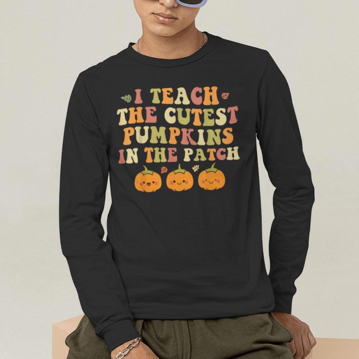 I Teach The Cutest Pumpkins In The Patch Fall Season Teacher Men's Long Sleeve T-Shirt, funny gift I Teach The Cutest Pumpkins In The Patch Fall Season Teacher Men's Long Sleeve T-Shirt, funny gift