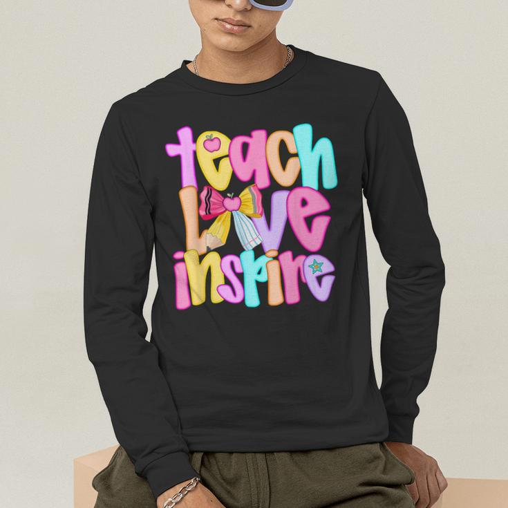 Teach Love Inspire Preppy Back To School Teacher Women Men's Long Sleeve T-Shirt, funny gift Teach Love Inspire Preppy Back To School Teacher Women Men's Long Sleeve T-Shirt, funny gift