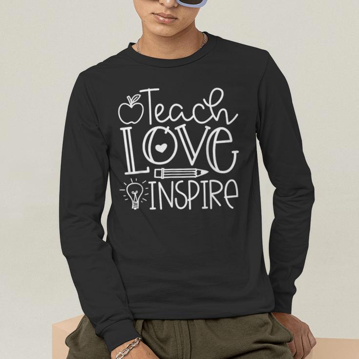 Teach Love Inspire Retro Teacher Kids Back To School Men's Long Sleeve T-Shirt, funny gift